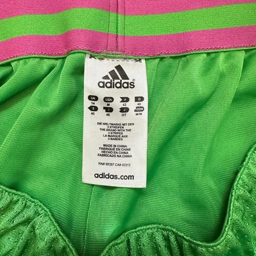 Adidas Watermelon Double Layer Mesh Shorts Green Pink Womens Medium Y2K 2011 - Picture 9 of 9